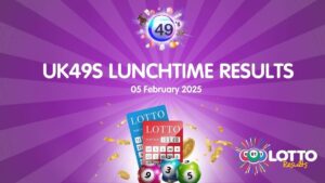 UK49s Lunchtime Results 5 February 2025 Check the UK49s Lunchtime Results for 5 February 2025. Winning numbers: 12, 27, 32, 38, 41, 43 | Bonus Ball: 21. See if you’ve won today! Get the latest results and tips.