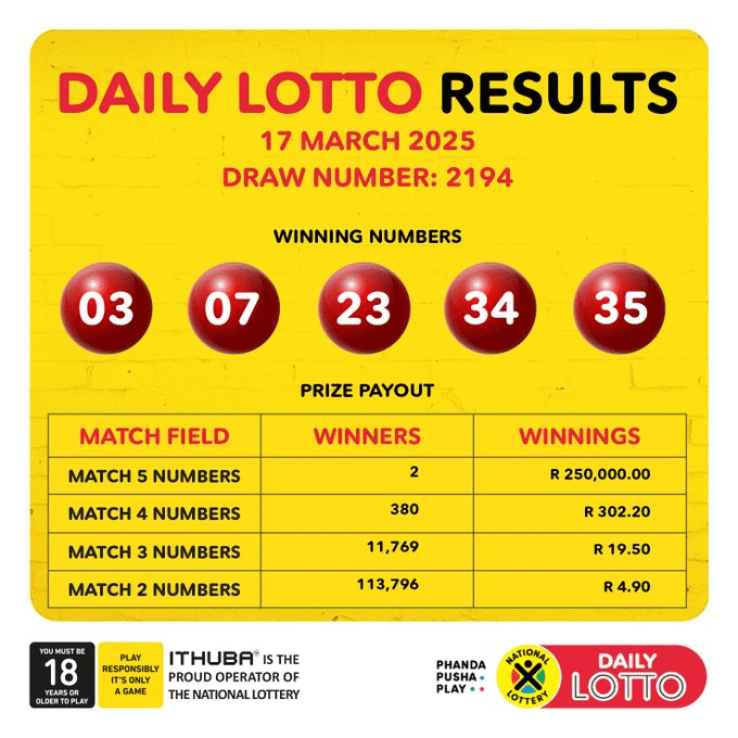 daily lotto results